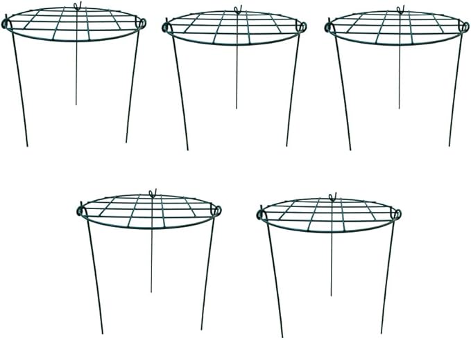 Plant Cages Supports Set of 5, Alloy Steel, 12-Inch Top Ring
