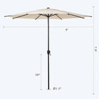 Abba Patio 9FT Lyon Outdoor Patio Umbrella Outdoor Table Umbrella with Push Button Tilt and Crank Market Umbrella 8 Sturdy Ribs UV Protection Waterproof for Garden Deck Backyard Pool Beige