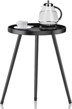 SYQ Round Metal Side Table Small End Table for Indoor Outdoor, Mid Century Modern Decor, Simple Circle Accent Table for Living Room Bedroom Bathroom Office All Matte Black