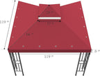 Sumfaller 10x10 FT Gazebo Replacement Canopy Top Cover Double Tiered Canopy Top Cover for Outdoor BBQ Roof Cover Grill Shelter (Red)