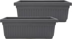 The HC Companies 30 Inch Venetian Window Planter Box with Drainage Plug, Lightweight UV-Resistant Plastic Indoor & Outdoor Planters, 2-Pack Flower Box for Garden & Home Decor, Warm Gray