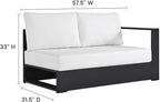 Modway Tahoe Aluminum 3-Piece Outdoor Patio Furniture Gray White, Modular Sectional Sofa Set with Weather-Resistant Cushions, Ideal for Deck, Backyard Poolside