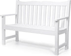 Stoog 2-Person Outdoor Bench, All-Weather HIPS Plastic Garden Bench with 800 lbs Capacity, Never Rot or Fade, Used for Garden, Deck, Backyard and Park, White