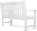 Stoog 2-Person Outdoor Bench, All-Weather HIPS Plastic Garden Bench with 800 lbs Capacity, Never Rot or Fade, Used for Garden, Deck, Backyard and Park, White