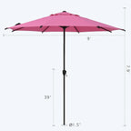 Abba Patio 9FT Lyon Outdoor Patio Umbrella Outdoor Table Umbrella with Crank Market Umbrella 8 Sturdy Ribs UV Protection Waterproof and Push Button Tilt for Garden Deck Backyard Pool,Pink