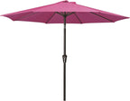 MEWAY 9ft Patio Umbrella Outdoor Table Umbrellas with Push Button Tilt and Crank, Market Umbrella 8 Sturdy Ribs for Deck, Garden, Pool and Backyard, Pink