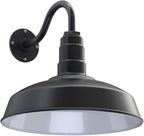Outdoor Wall Light, 16-Inch Farmhouse Barn Sconce in Matte Black