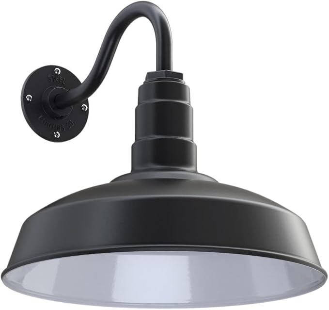 Outdoor Wall Light, 16-Inch Farmhouse Barn Sconce in Matte Black