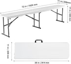 VEVOR Plastic Folding Bench, 6ft Portable Folding Bench, Smooth High Density Polyethylene Waterproof Outdoor Bench, Picnic Camping Table with Handle for Garden Soccer Playtime, White (1 Pack)