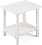 Adirondack Outdoor Side Table, 2-Tier Sturdy Patio End Table Weather Resistant, 16.5" Solid Side Table for Patio, Pool, Porch