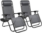 Homall Zero Gravity Chair - Patio Folding Lawn Lounge Chairs Outdoor Gravity Reclining Lounge Chair with Pillows for Poolside Backyard and Beach Set of 2 (Gray)