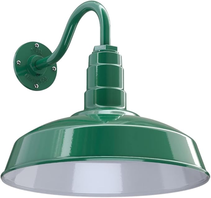Wall Light, Green Farmhouse Barn Sconce with 16-Inch Dome