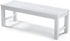 Stoog Outdoor Bench, 2-Person Patio Backless Bench, All-Weather HIPS Garden Bench with 800 lbs Weight Capacity, Never Rot or Fade, for Backyard, Porch and Park, White