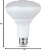 Feit Electric BR30 LED Light Bulbs, 100W Equivalent, Dimmable, E26 Standard Base, 80 CRI, 1400 Lumens, 3500K Neutral White, 120V, 10 Years Lifetime, Damp Rated, 6 Pack, 100BR30DM83510KLED/6