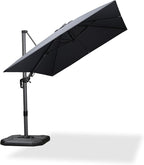 PURPLE LEAF 8' X 8' Left-right Tilting Patio Umbrella Outdoor Cantilever Swivel Square Umbrella Aluminum Offset Umbrella with 360-degree Rotation for Garden Deck Pool Patio Grey