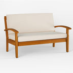 IDZO Laurent 800lbs Capacity Acacia Outdoor Loveseat, FSC Certified 2 Seater Patio Sofa with 3.9in Thick Cushions, Teak Finish Porch Couch for Garden Backyard