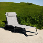 Outsunny Folding Chaise Lounge Chair, Patio Sun Tanning Chair, Outdoor Chaise Lounger with 4-Position Reclining Back, Breathable Mesh Seat for Beach, Poolside, Yard, Cream White