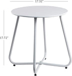 HollyHOME Round Metal Side Table, Rust-Resistant Patio Small Plant Stand, Outdoor 17.32'' Portable End Table for Balconies, Gardens, Living Rooms and Bedrooms, Grey