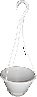8" White Plastic Hanging Basket with Saucer by Koba (25)