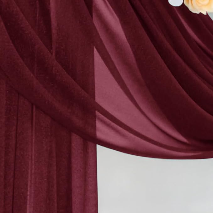 Outdoor Curtains: Burgundy Sheer Arch Draping Fabric, 2 Panels, 29 in x 20 ft