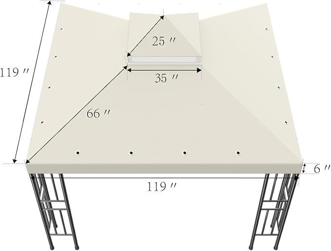 Sumfaller 10x10 FT Gazebo Replacement Canopy Top Cover – Beige