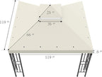 Sumfaller 10x10 FT Gazebo Replacement Canopy Top Cover – Beige