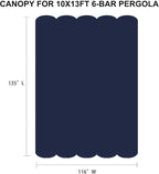 Pergola Shade Cover Replacement Canopy Top Compatible with 10 X 13 ft 6-Bar Pergola Frames - Navy Blue (Canopy Size 116" W x 135" L, Canopy Top Only)