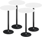 Flamaker Round Bistro Pub Table Modern Style Metal Base MDF Top Cocktail Bar Table Counter Bar Height for Pub, Dining Room, Party (4, White-Black)