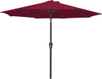 MEWAY 9ft Patio Umbrella Outdoor Table Umbrellas with Push Button Tilt and Crank, Market Umbrella 8 Sturdy Ribs for Deck, Garden, Pool and Backyard, Dark Red