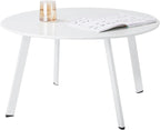 Patio Round Table - Metal Outdoor Coffee Table, Weather Resistant, Anti-Rust - White