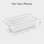 GROWNEER 3 Packs 17 Inches White Flower Window Box Plastic Vegetable Planters Long Pots with 15 Pcs Plant Labels for Outdoor Indoor Windowsill Patio Garden Home Decor Porch