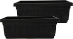 The HC Companies 30 Inch Venetian Window Planter Box with Drainage Plug, Lightweight UV-Resistant Plastic Indoor & Outdoor Planters, 2-Pack Flower Box for Garden & Home Decor, Black