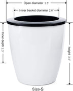3.5“ Self Watering Planter White Flower Pot, 3 Pcs Small Planter Pot, Mini Plant Pot, for All Plants, Herbs, African Violets, Succulents, Flowers Or Start Plants, White, 3 inch