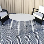Grand patio 28-inch Outdoor Steel Coffee Table, Round Patio Side Table, Great for Backyard Patio Deck, White