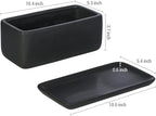 MyGift 10 Inch Matte Black Ceramic Indoor Plant Pot Succulent Planter, Decorative Flower Planter with Drainage Hole and Removable Tray