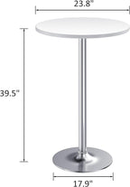 Furmax Bistro Pub Table Round Bar Height Cocktail Table for Home Bar, Small Round Bar Tables for Party, Dining Room, Living Room and Wedding, Metal Base MDF Top Obsidian, 40.6 Inch Height (4, White-2)