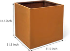 Corten Steel Planter Box Metal Outdoor Planter Large Square Cube Rustic 32 Inch Planter Pot for Commercial Residential Tall Plant Patio Deck and Backyard