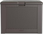 Rubbermaid Medium Resin Outdoor Storage Deck Box (74 Gal) Weather Resistant Brown Deck Organization for Home/Backyard/Pool Chemicals/Toys/Garden Tools/Porch/Patio Cushions