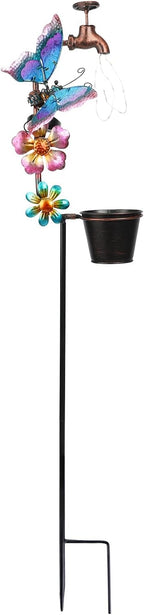 Afirst Solar Outdoor Lights Decorative - Solar Decorative Butterfly Lights Faucet Shaped Twinkling Light Garden Stake Decorations for Pathway Lawn Patio Courtyard Backyard