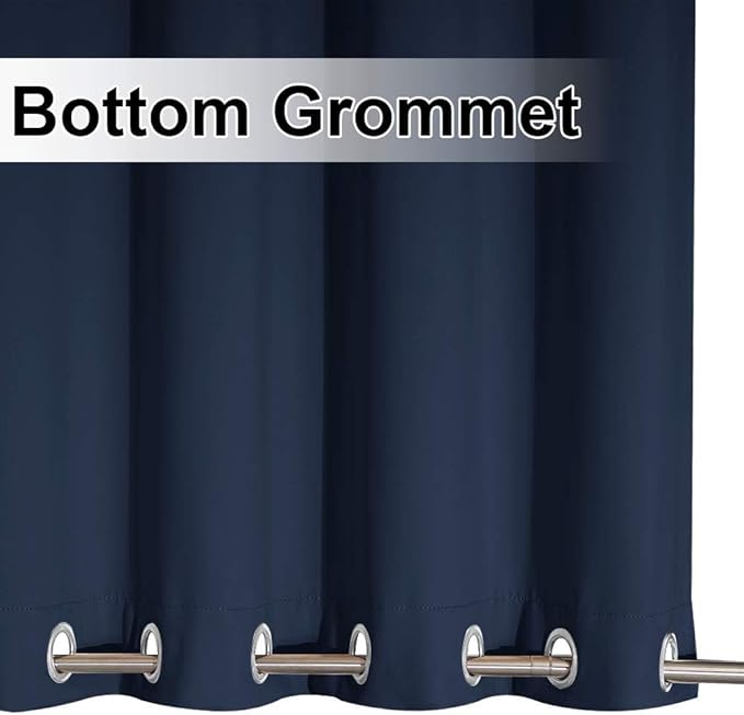 NICETOWN 2 Panels Outdoor Curtains for Patio Waterproof Extra Long 108", Windproof Thermal Insulated Top and Bottom Stainless Steel Grommet Blackout Outdoor Drapes for Porch, Navy Blue