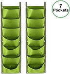 LITLANDSTAR Hanging Planter Bags, 2 Pack 7 Pocket Hanging Vertical Wall Planter Planting Grow Bags Outdoor Indoor Gardening Vertical Greening Flower Container, Planting Bags Storage Bags(Green)