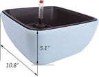 Vencer 10.8 Inch Plastic Square Self Watering Planter,Water Indicator,Modern Decorative Planter Pot for All House Plants Flowers,Herbs,Vegetables,Tropical,Blue,VF-049B