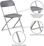 Flash Furniture Hercules Series Plastic Folding Chairs for Parties and Weddings, Stackable Commercial Event Seats, Set of 10, Gray