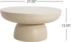 Christopher Knight Home Patsy Modern Lightweight Concrete Coffee Table, Indoor and Outdoor Round Top Accent Table, MGO Sofa End Table with Pedestal Base, No Assembly Needed, 27.5", Beige