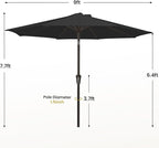 MEWAY 9ft Patio Umbrella Outdoor Table Umbrellas with Push Button Tilt and Crank, Market Umbrella 8 Sturdy Ribs for Deck, Garden, Pool and Backyard, Black