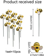 20pcs Bee Garden Stakes, Resin Bumblebee Yard Decor for Flower Pots - Spring Summer Outdoor Decoration, Durable Garden Stakes for Flower Beds & Lawn (20pcs)