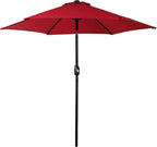 Sunnydaze Outdoor Patio Umbrella - Polyester Table Market Umbrella with Push-Button Tilt and Crank - 6 Sturdy Ribs - Red - 7.5ft