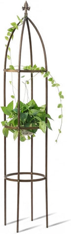 100% Metal Obelisk Garden Trellis 5.5 Feet Tall Sturdy Plant Support for Climbing Vines and Flowers Stands,1pc Upgrade (Bronze, Medium)