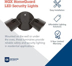 Lithonia Lighting HomeGuard 2-Light LED Outdoor Flood Lights, Outdoor LED Lights, Dusk to Dawn Sensor, Adjustable Lumens, 4000K Cool White, Round Heads, Dark Bronze (HGX LED 2RH ALO 40K 120 PE DDB)