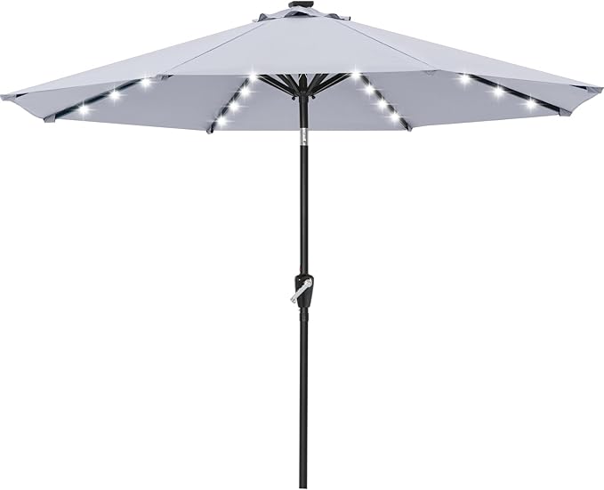 ABCCANOPY Durable Solar Led Patio Umbrellas with 32LED Lights 11FT (Grey)